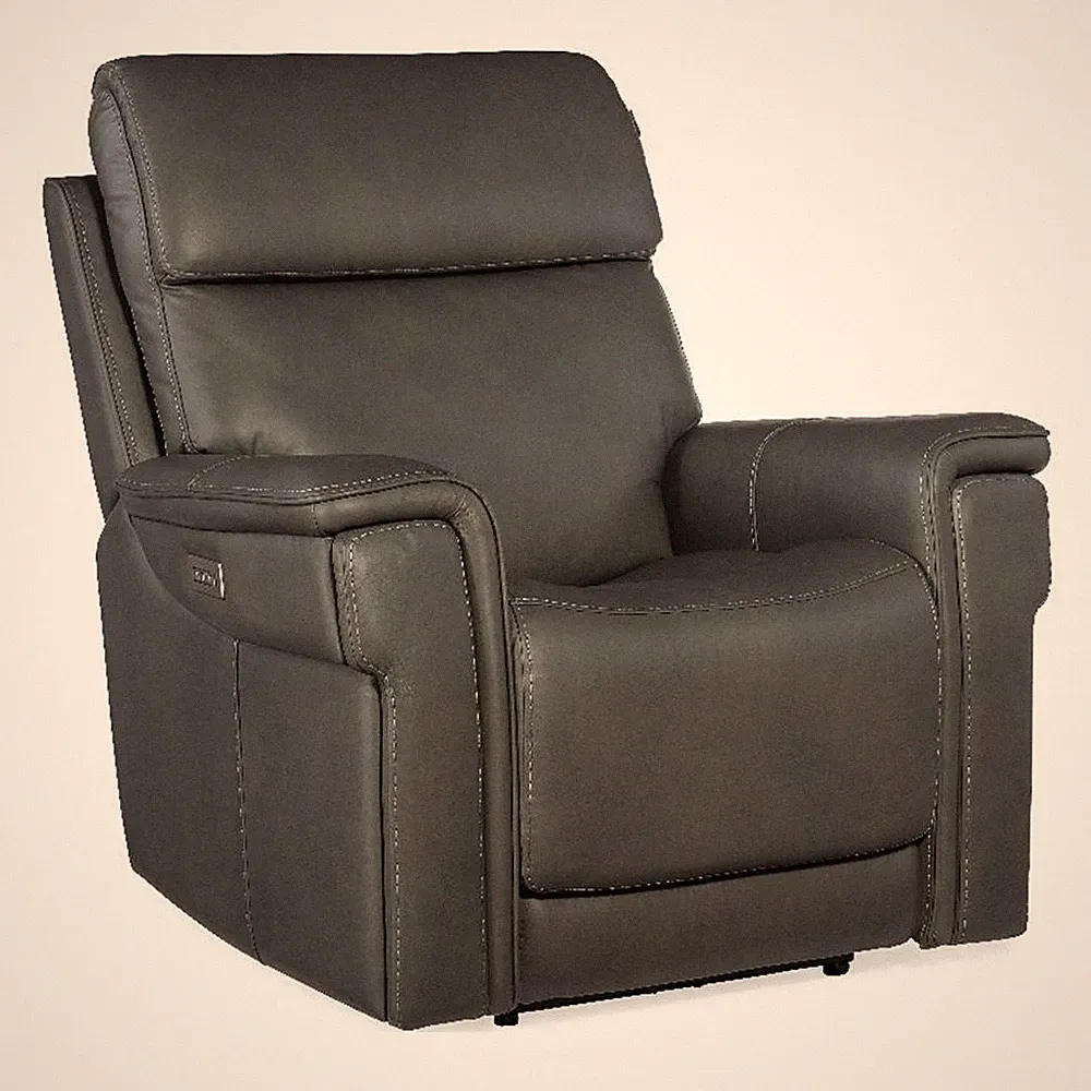 Beaumont Lane Zero Gravity Power Recliner with Power Headrest in Gray Leather