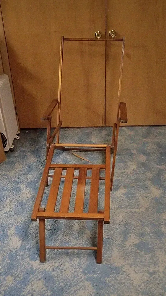 Beautiful Wood Folding Reclining Adjustable Recliner Chair Vintage Antique
