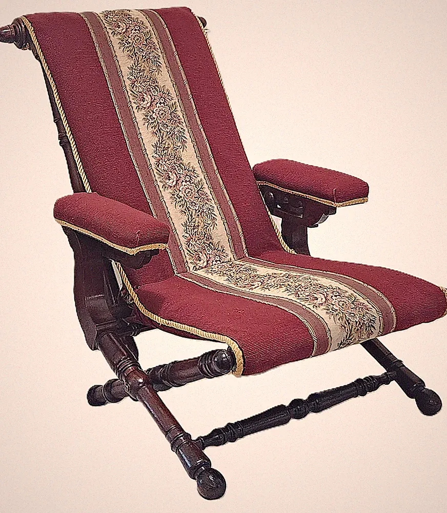 Library Arm Chair, Reclining, G Hunzinger, 1866 Patent SpaceSaver, Victorian 38"