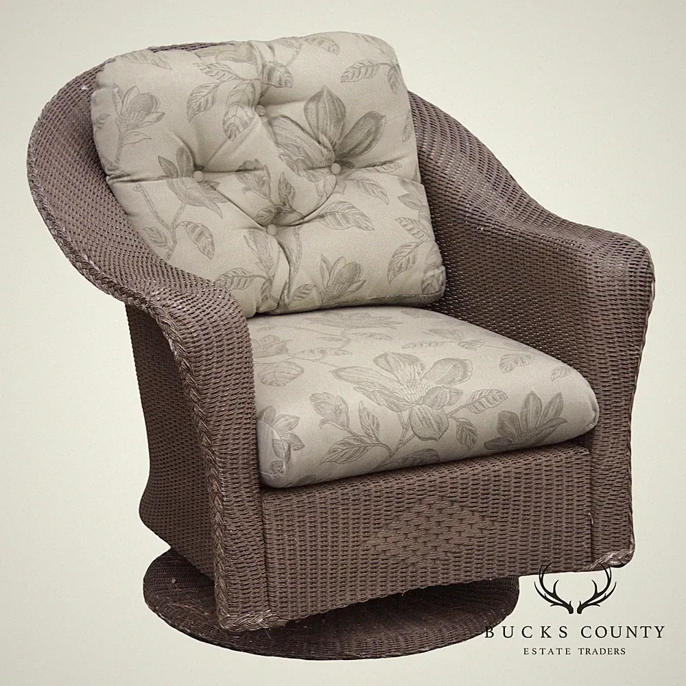Lloyd Loom Outdoor Swivel Rocking Wicker Lounge Chair