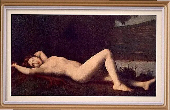 Original c1912 Antique JEAN JACQUES HENNER Art Print Nude WOMAN RECLINING