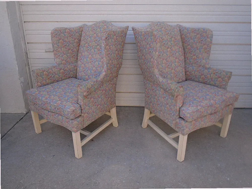Pair Lounge Chairs Wingback Ears Library Country 2 Regency French Country 2 two