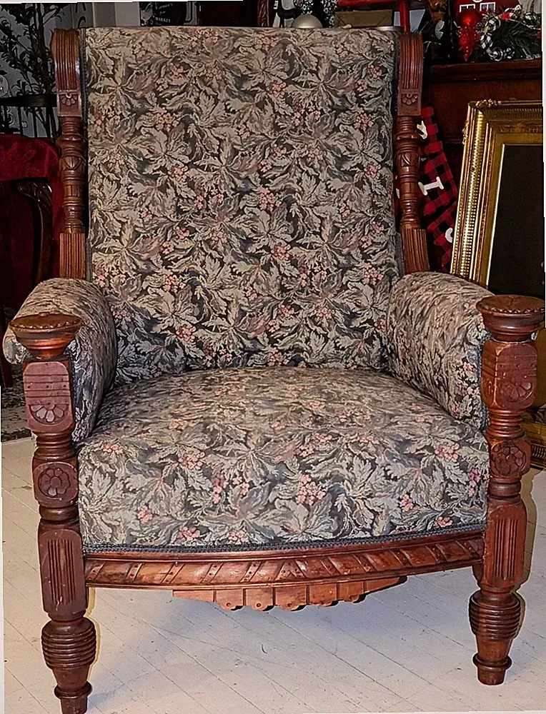 RARE Antique Victorian Aesthetic Movement 1870-1880s Walnut Recliner Chair