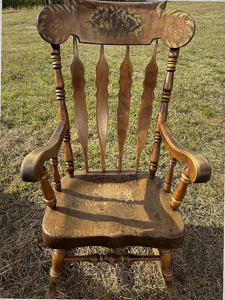 Victorian Wooden Armchair Floral High Back 1850-1899 Brown Varnished Original